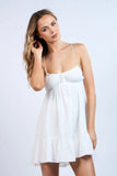 Demetra White Babydoll Cami Mini Dress
