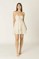 Argie Cream and Black Polka Dot Strapless Romper