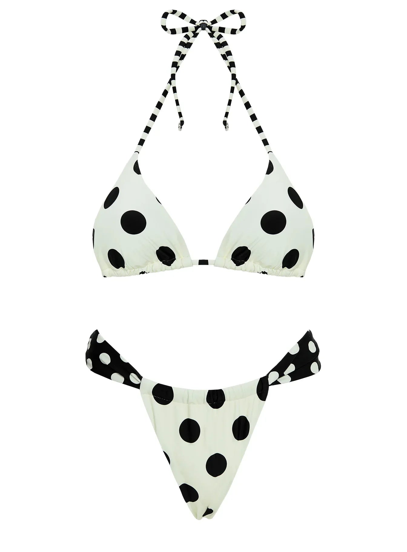 Jenner Triangle Bikini Top Cream Polka Dot