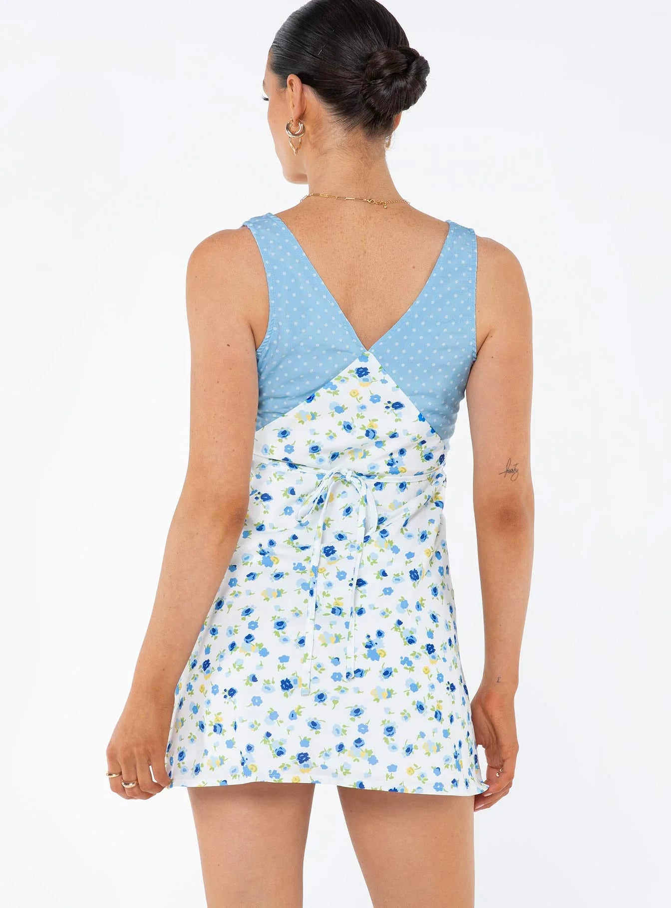 Nellie Spliced Mini Dress Blue White
