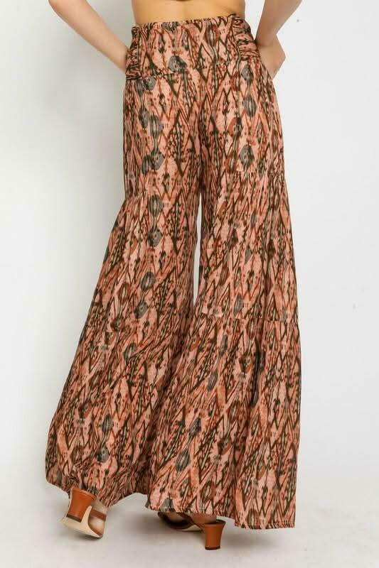 By The Shore Rust Retro Print Two Piece Jumpsuit
