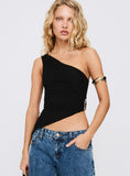 Machiatto One Shoulder Top Black