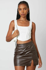Youre the Reason Espresso Vegan Leather Mini Skirt