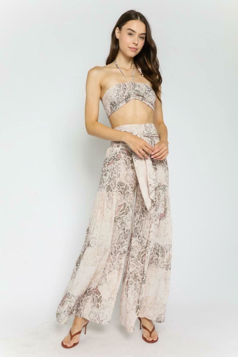 By The Shore Taupe Snake Two Piece Jumpsuit
