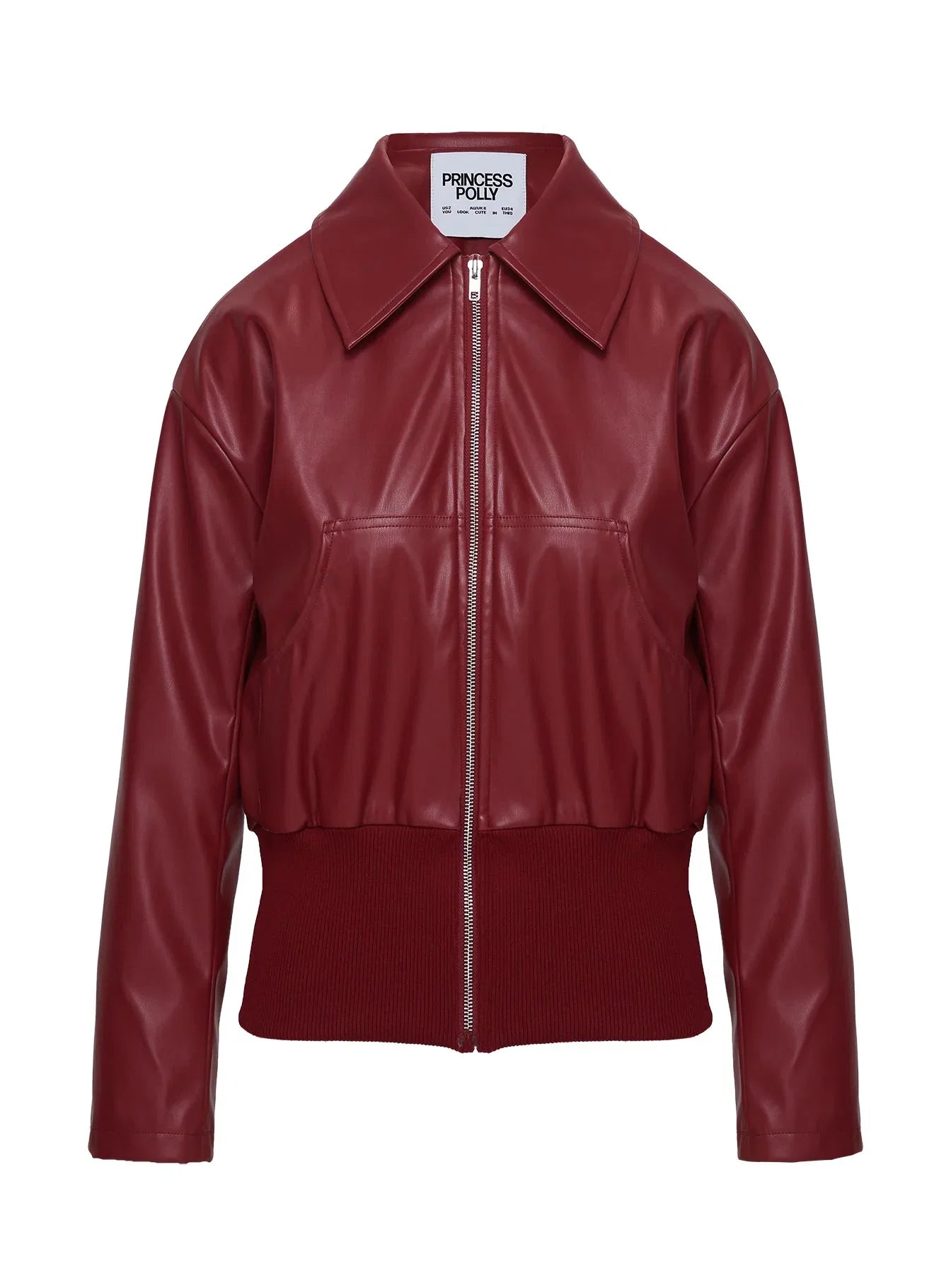 Radio On Blast Faux Leather Bomber Jacket Red