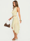 Evaleine Asymmetrical Chiffon Midi Skirt Baby Yellow