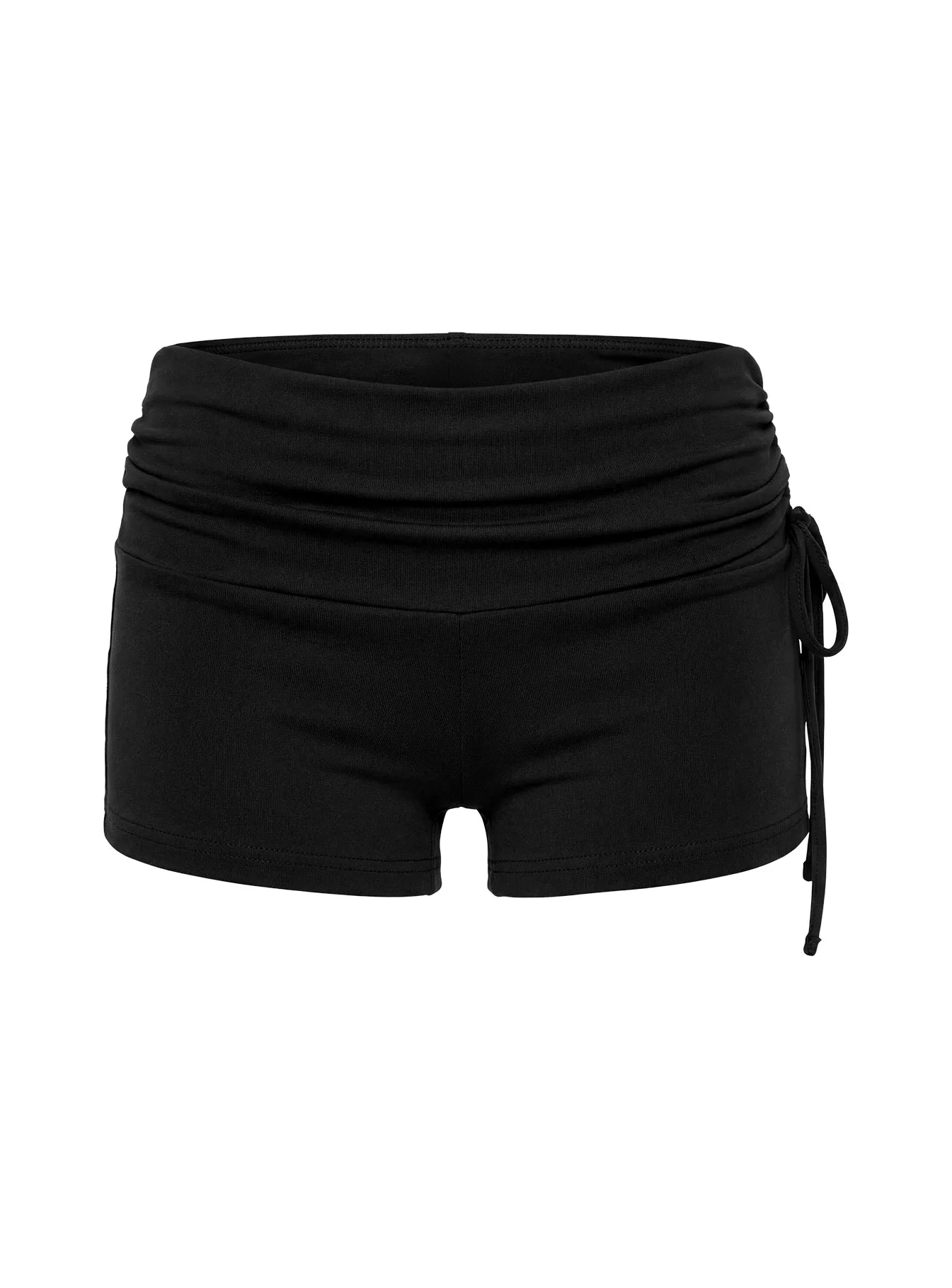 Daily Define Ruched Tie Side Micro Shorts Black
