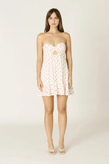 Argie White and Red Polka Dot Strapless Romper