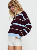 Aiyanna Collared Rugby Jersey Brown Blue Stripe