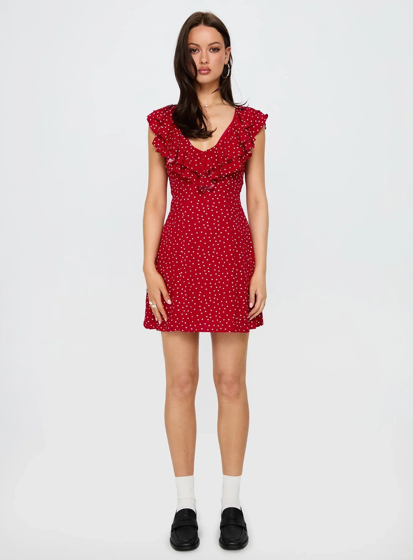 Cherry Schnapps Flutter Mini Dress Red Polka