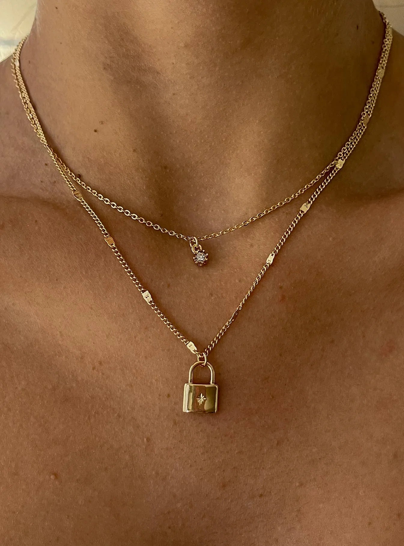 Santino Lock Necklace Pack Gold