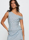 Del Rio Off The Shoulder Top Blue Maroon
