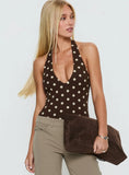 Someone New Halter Bodysuit Chocolate Polka