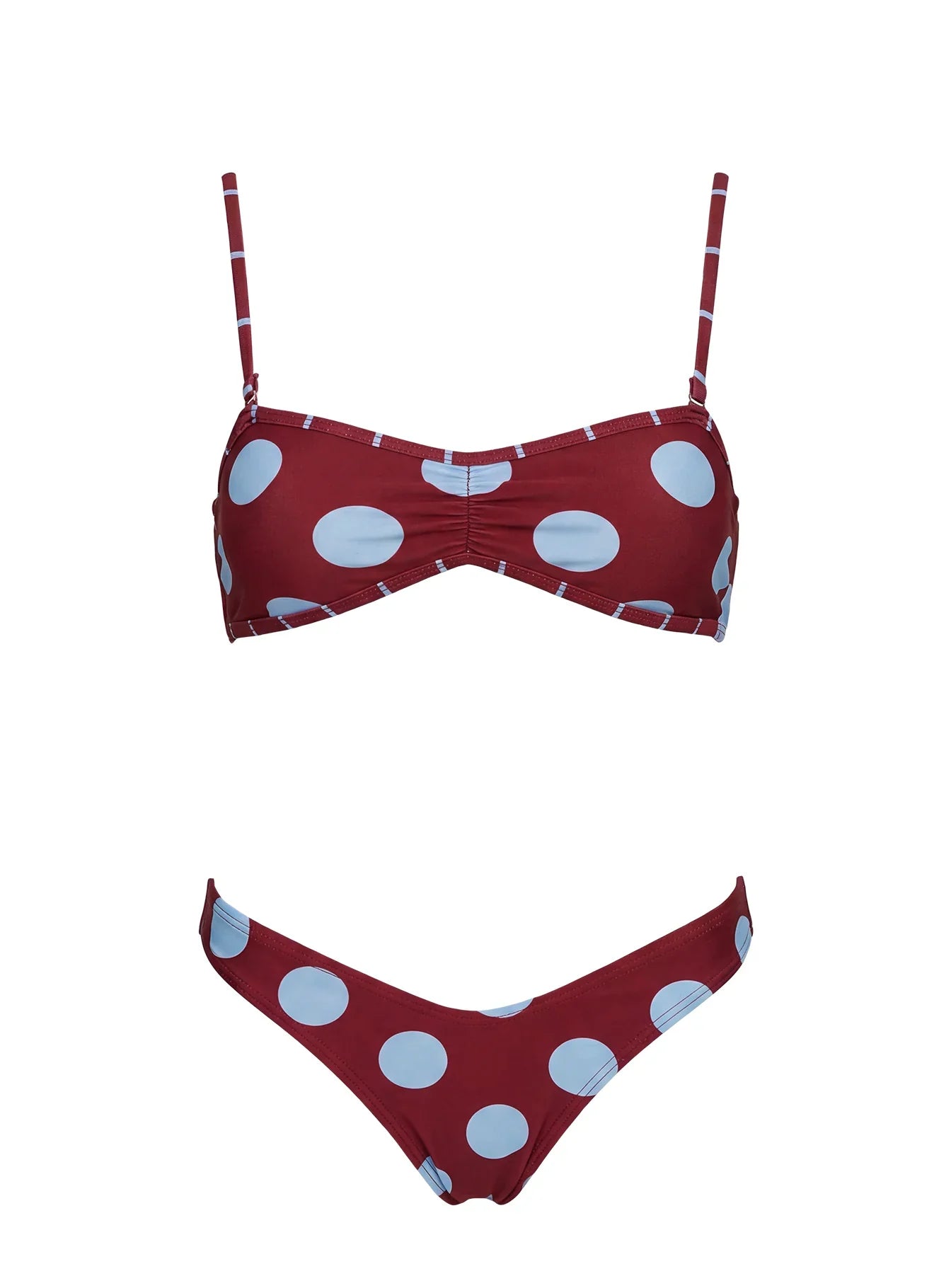 Tykana Bandeau Bikini Top Red Blue Polka Dot