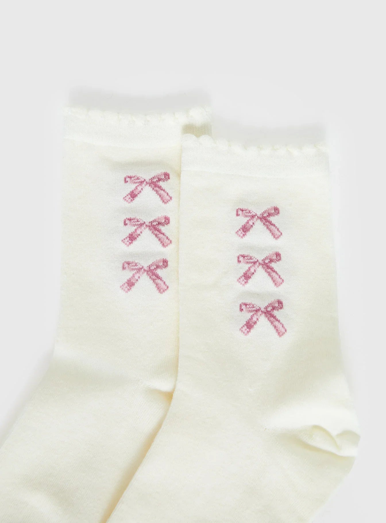 Teen Spirit Bow Socks White Pink