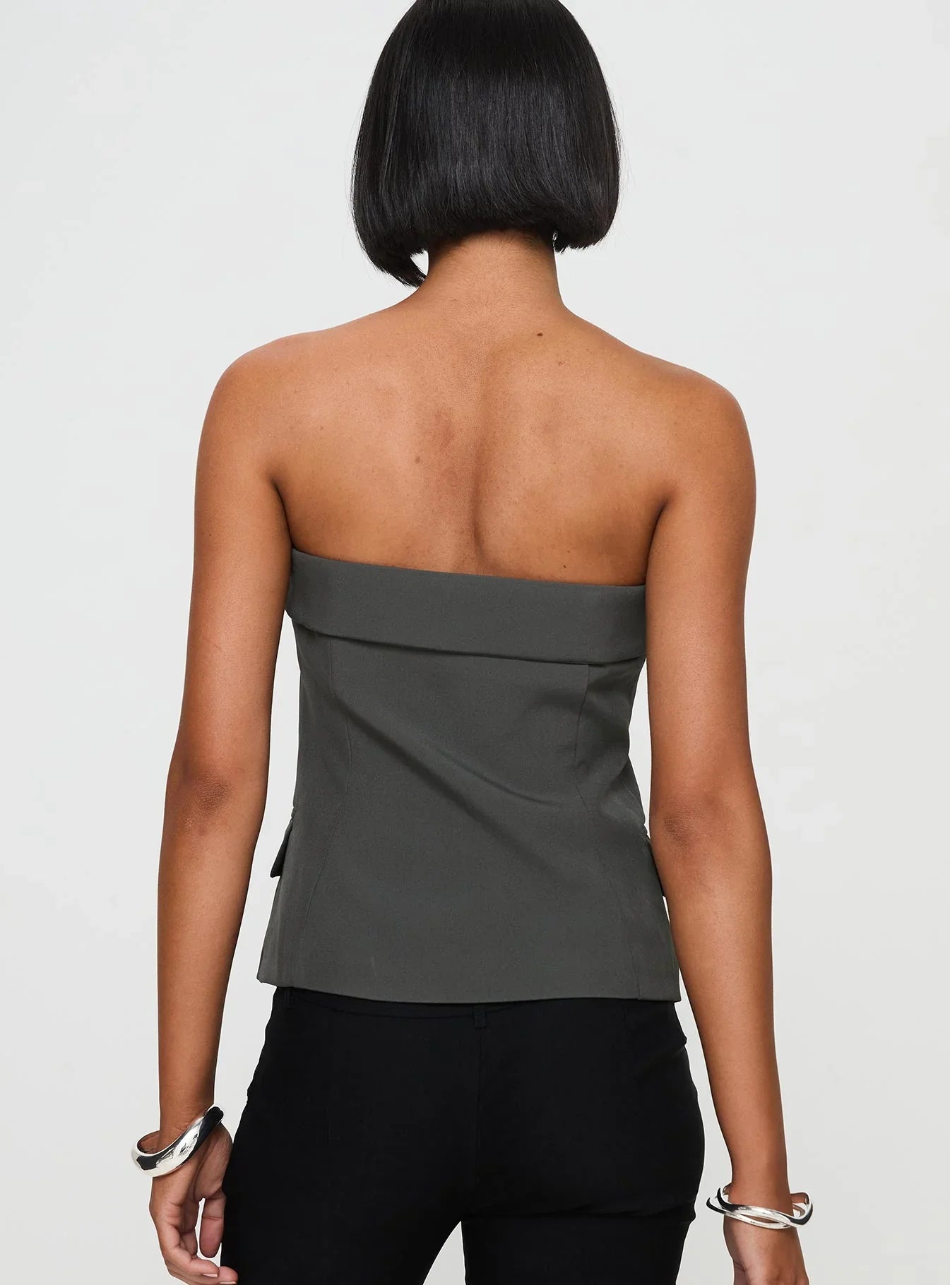 Change It Up Strapless Top Grey