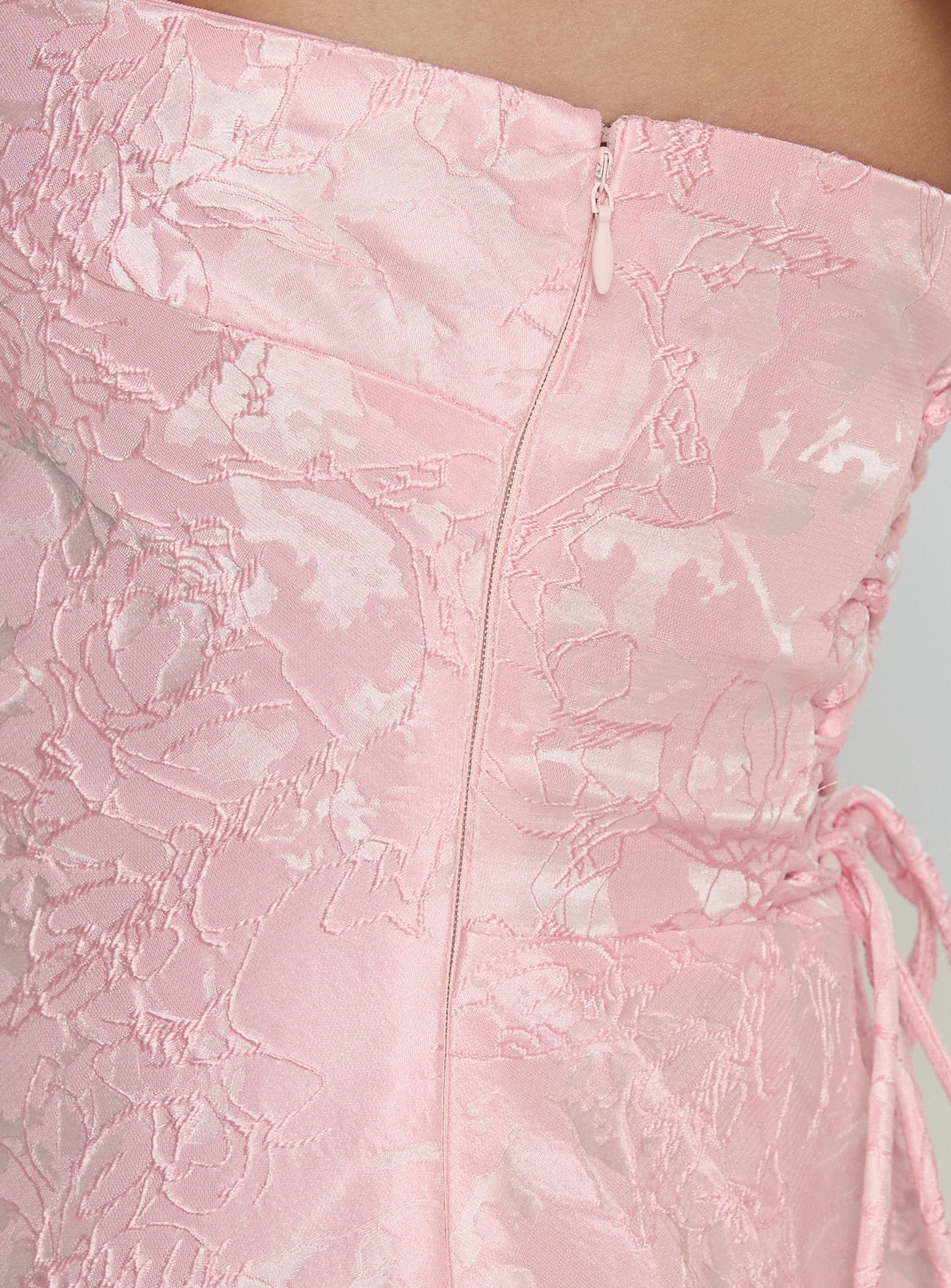 Lips Are Sealed Strapless Lace-Up Back Maxi Dress Pink