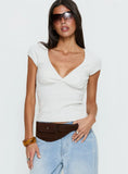 Baseline Cross Over Cap Sleeve Top Grey Marle