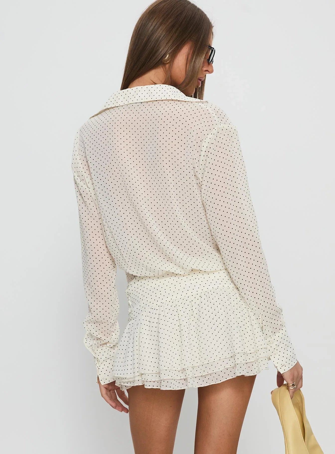 Girls Girls Girls Long Sleeve Mini Dress Porcelain Polka