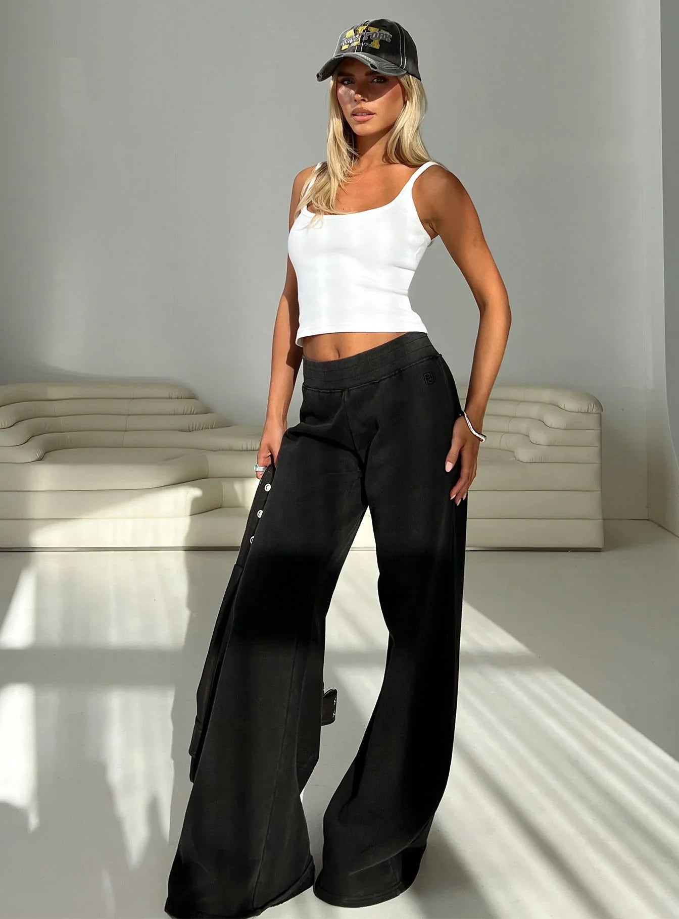 Summits Flared Track Pants Washed Black