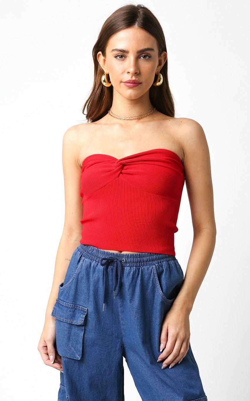 Becca Red Twist Knot Tube Top