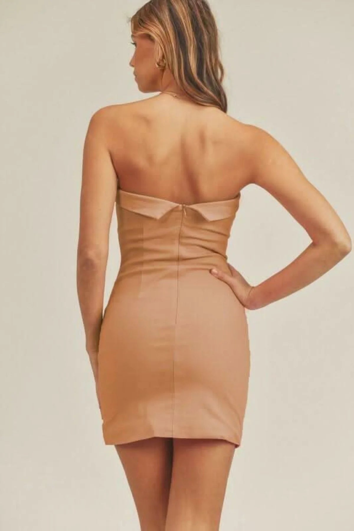 On My Mind Dusty Salmon Strapless Mini Dress