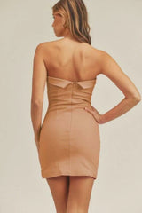 On My Mind Dusty Salmon Strapless Mini Dress