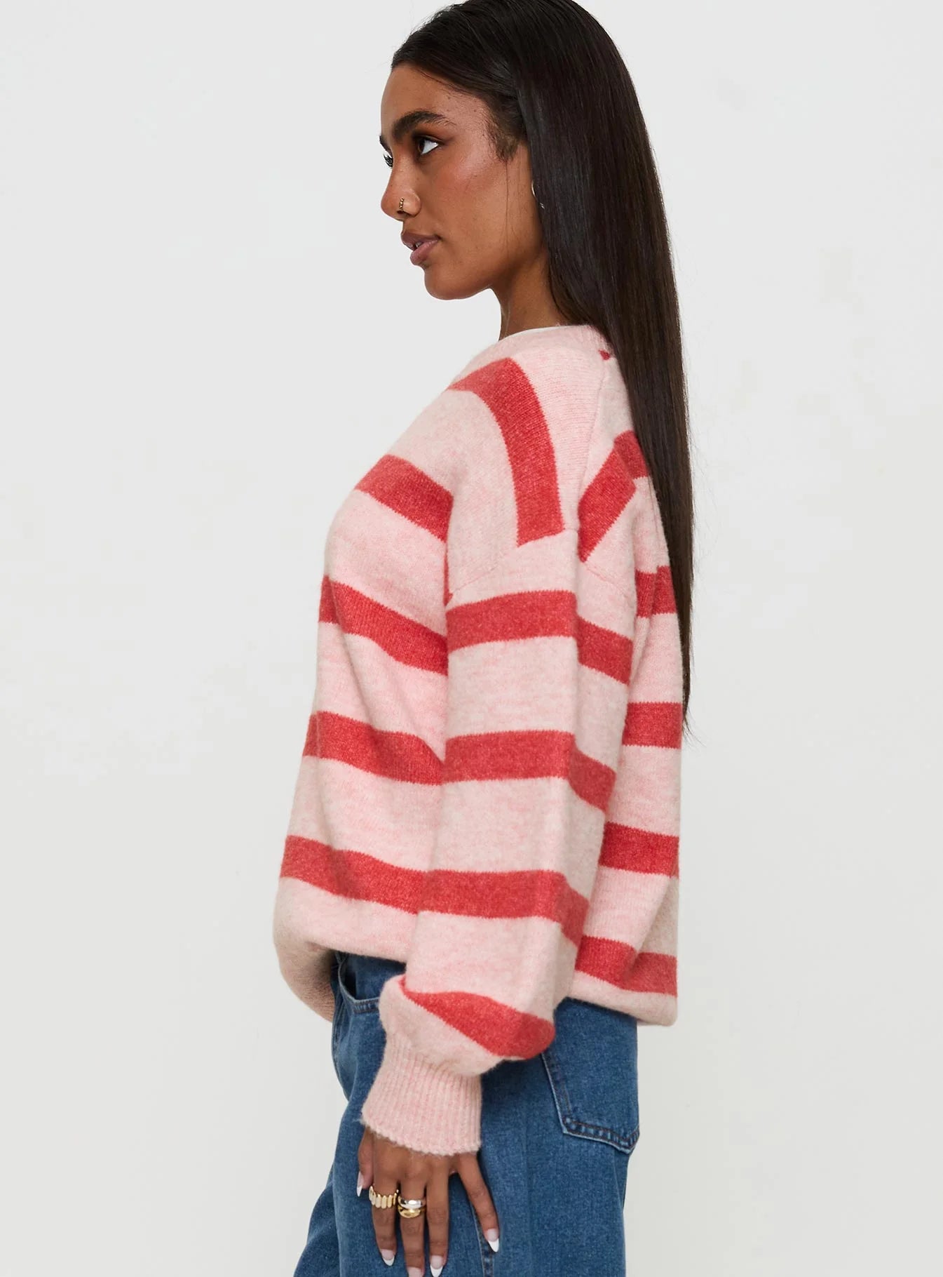 Ryanna Sweater Pink Red Stripe