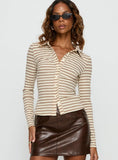 Wendey Button Up Long Sleeve Cream Stripe