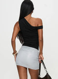 No Distractions Ruched Mini Skirt Silver