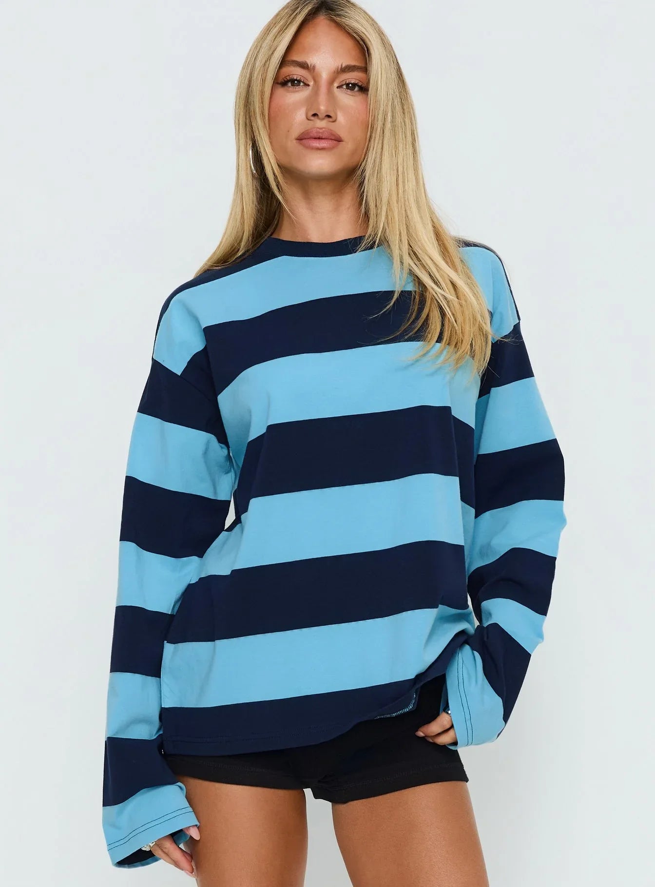 Settle Down Long Sleeve Top Blue Stripe
