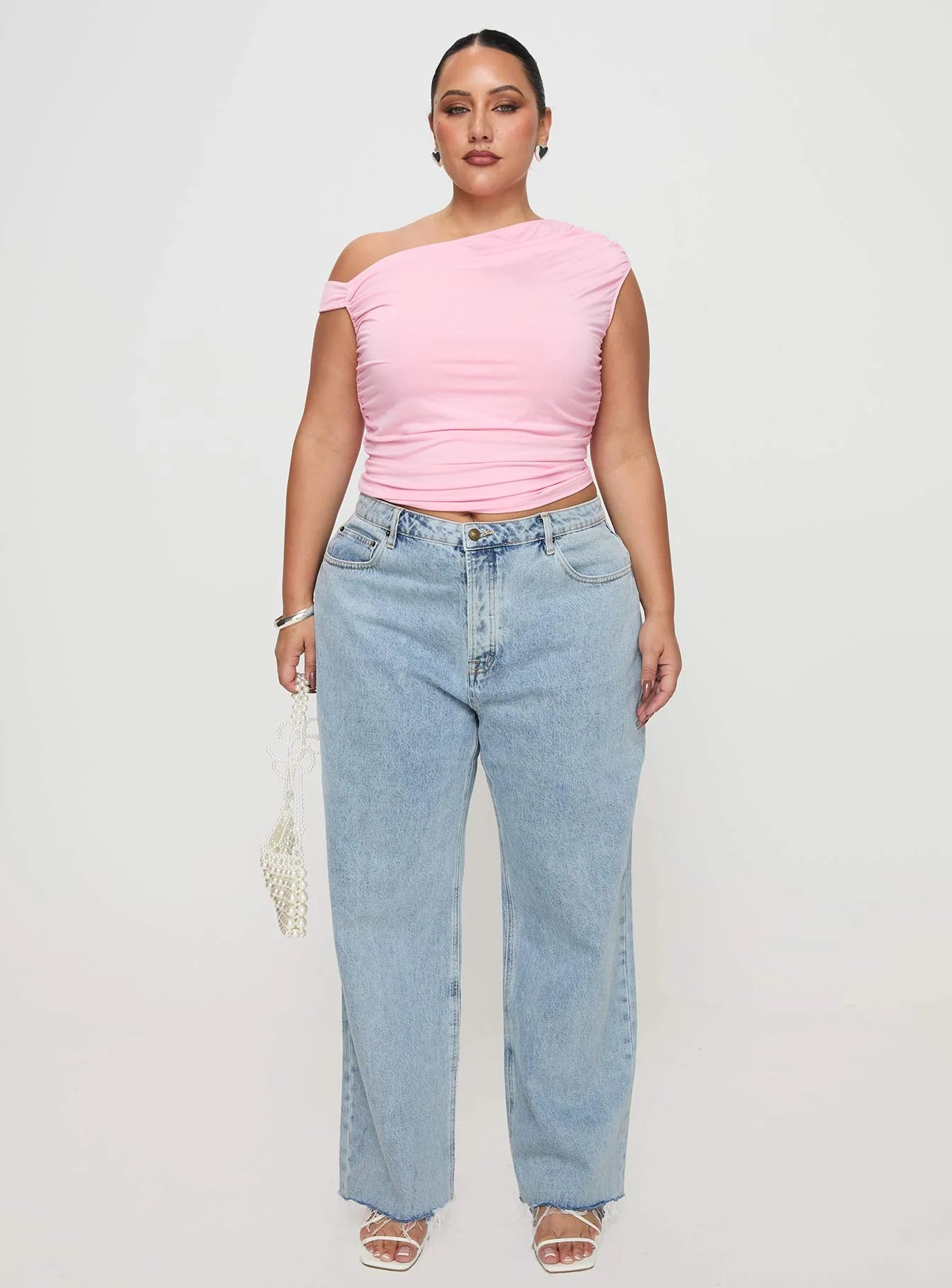 Fawcett High Rise Straight Leg Jeans Light Blue Wash Curve