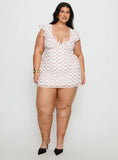 I Guess So Mini Dress White / Burgundy Curve