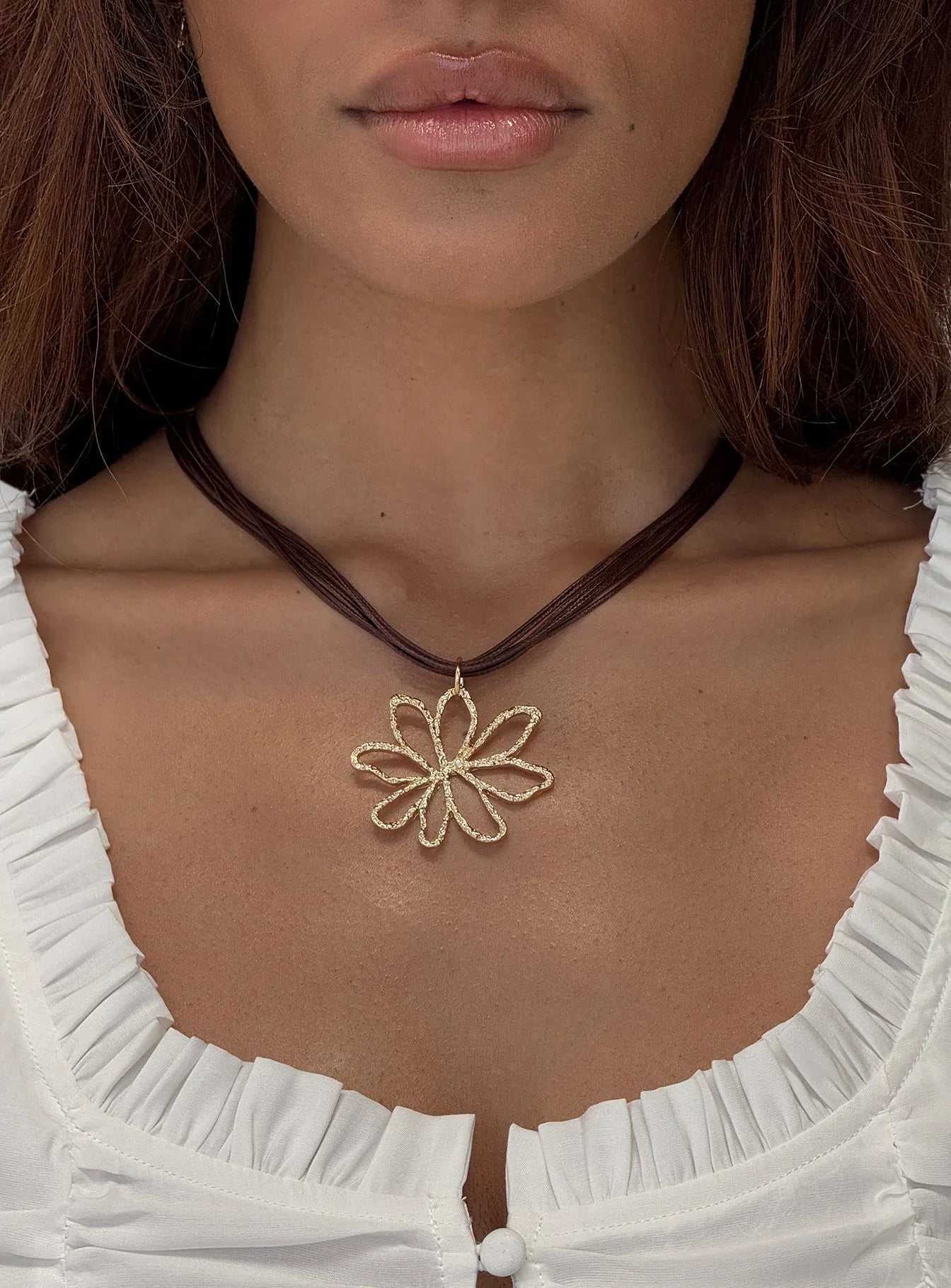 Sylvee Pendant Necklace Brown Gold