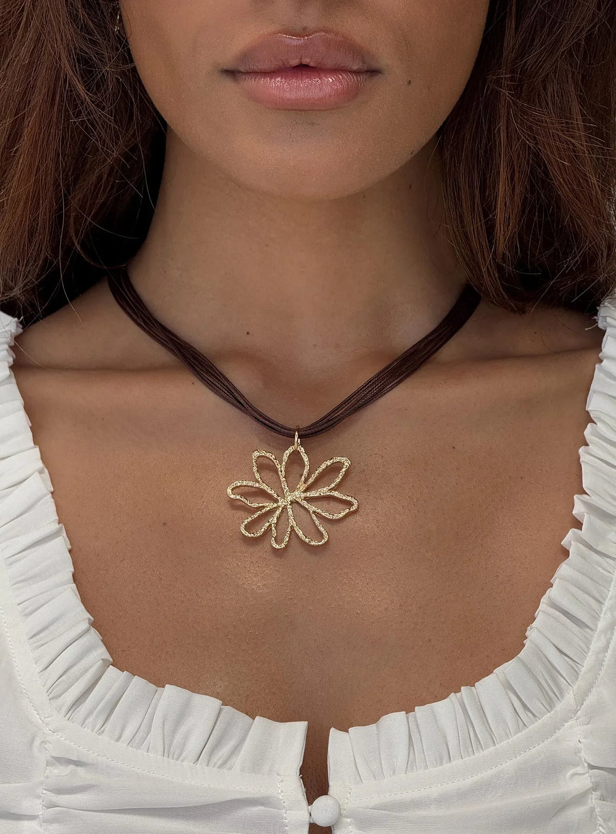 Sylvee Pendant Necklace Brown Gold