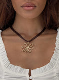 Sylvee Pendant Necklace Brown Gold