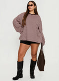 Settle Down Long Sleeve Top Pink / Brown Stripe Curve