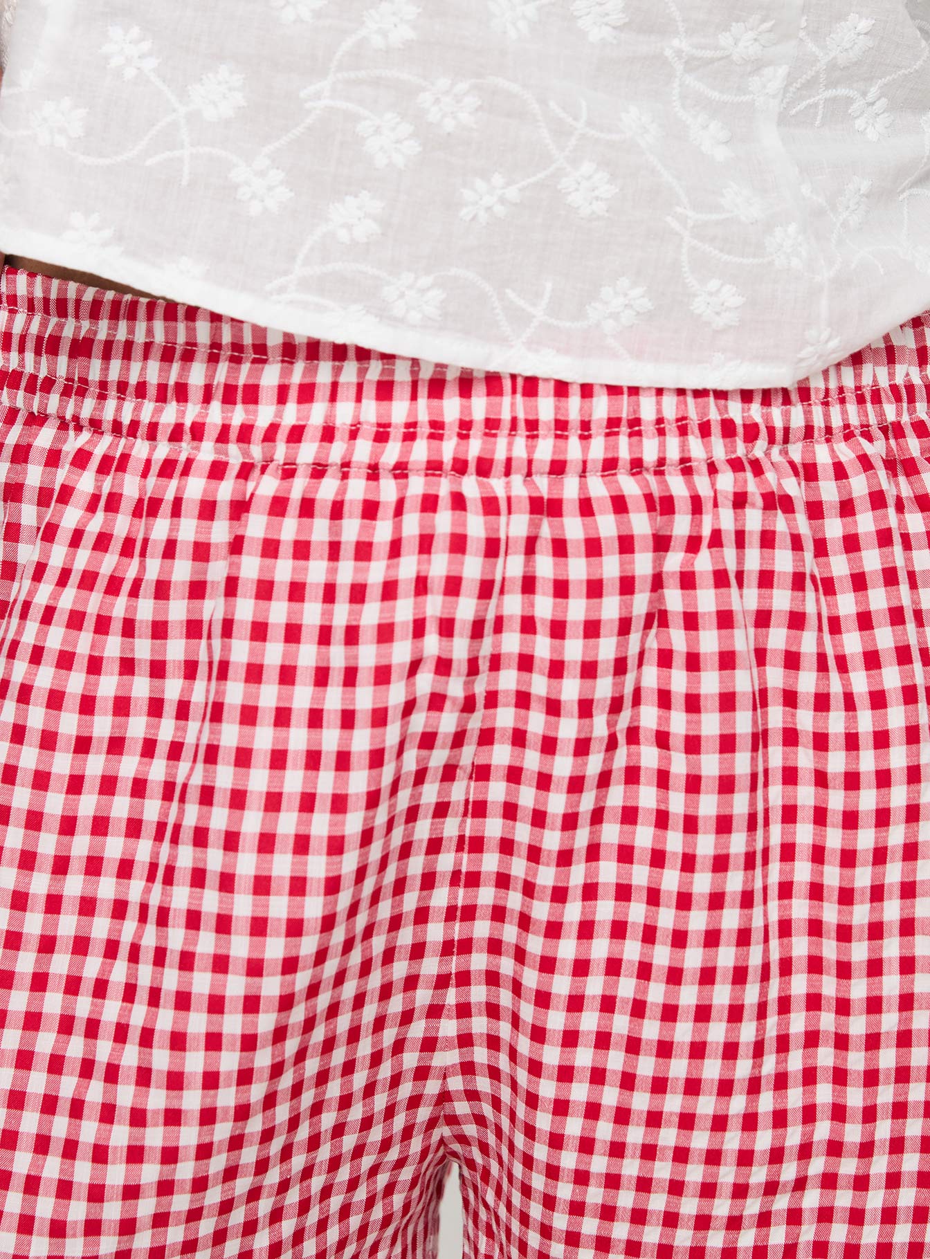 Beach House Shorts Red White Gingham Curve