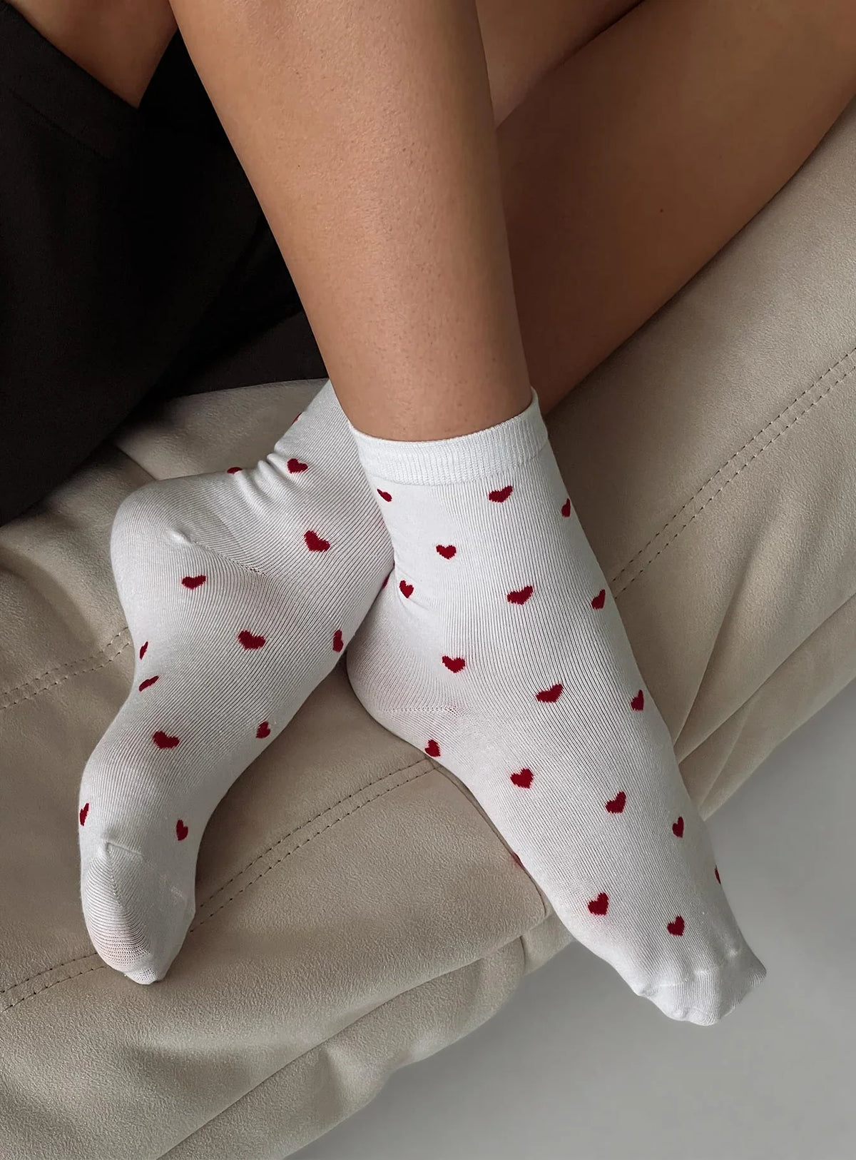 Sweet Heart Socks White Red