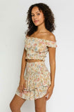 Lizza Taupe Floral Two Piece Ruffle Mini Dress