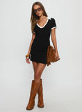 Suvi V Neck Jersey Mini Dress Black