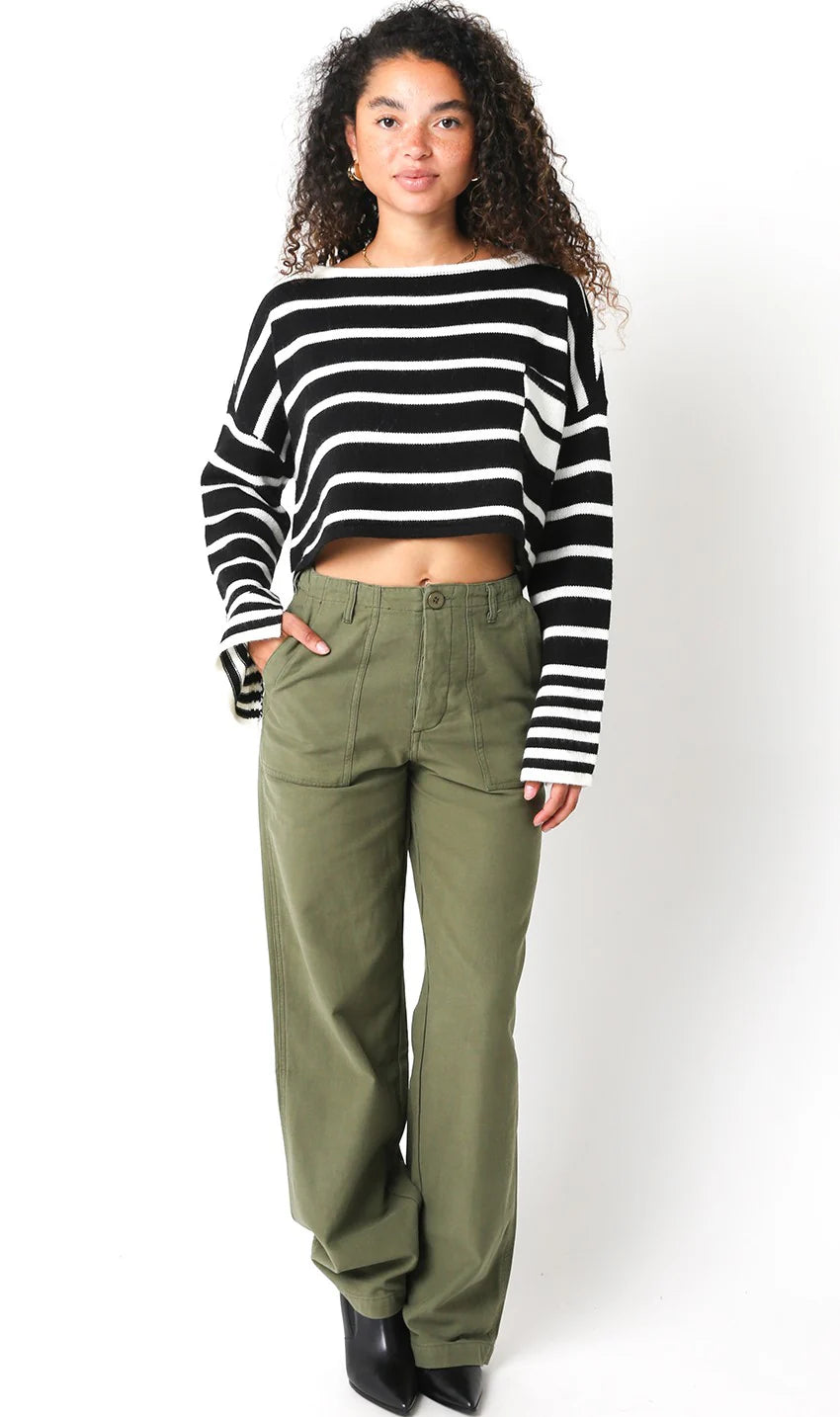 Carter Black Striped Cropped Sweater