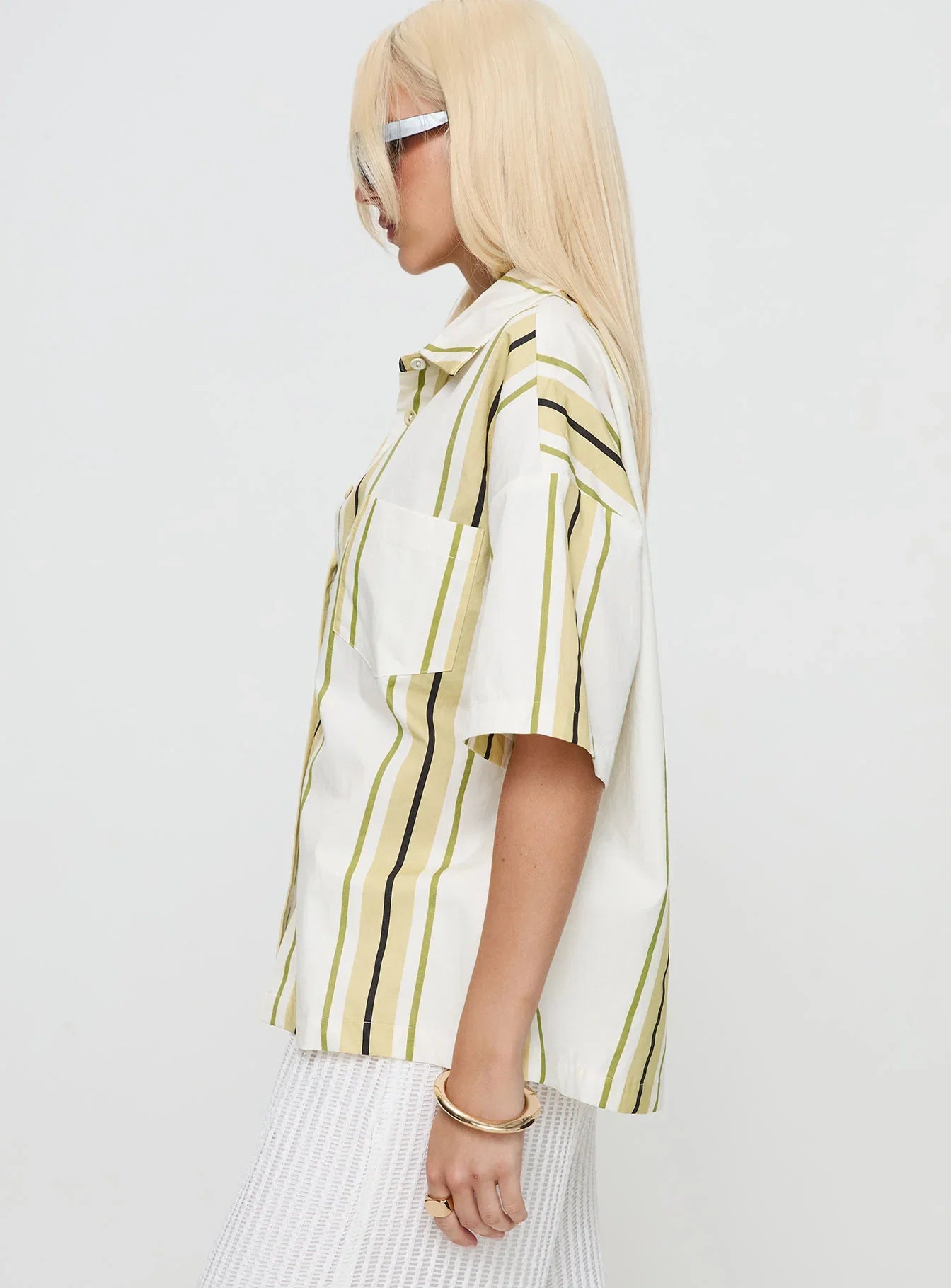 Karyn Top White Yellow Stripe