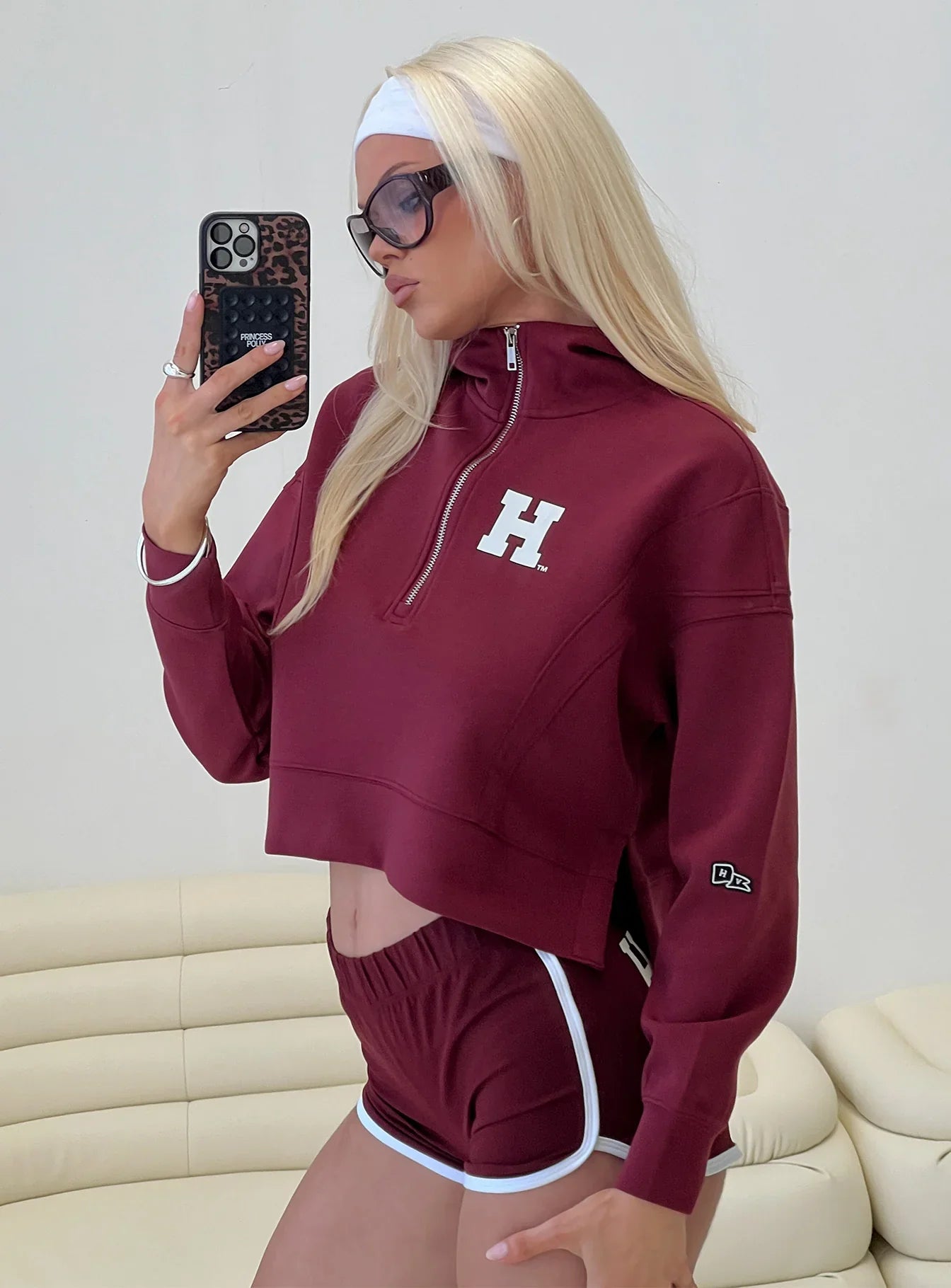 Harvard Buttersport Half zip Hoodie Crimson