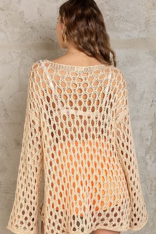 Nadia Yellow Sheer Crochet Sweater