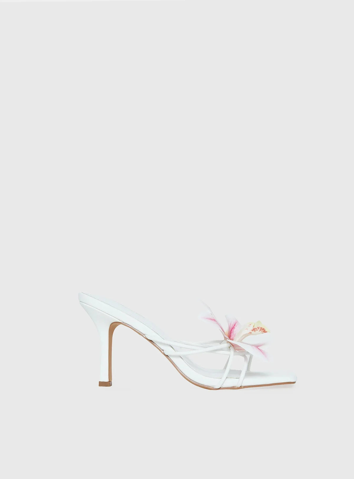 Exotic Etty Floral Detail Heels White