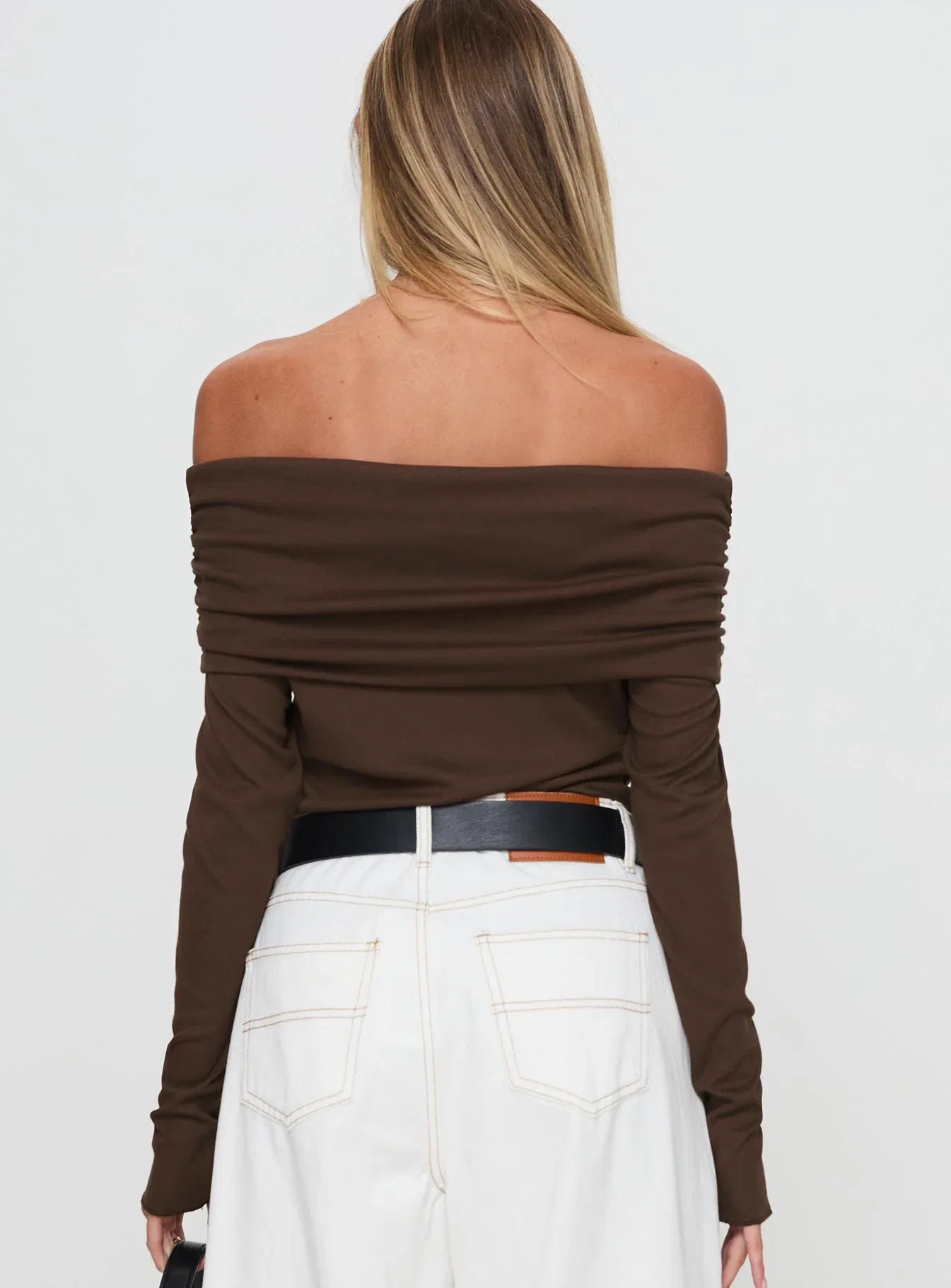 Spoilt Off The Shoulder Bodysuit Brown