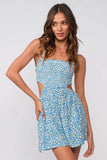Molly Blue Floral Smocked Cutout Romper
