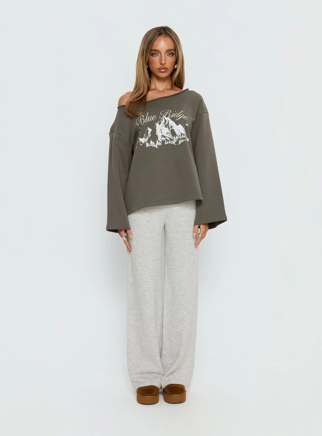 Bekki Wide Leg Knit Pant Grey Marle