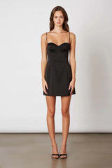 Amaya Black Satin Corset Mini Dress
